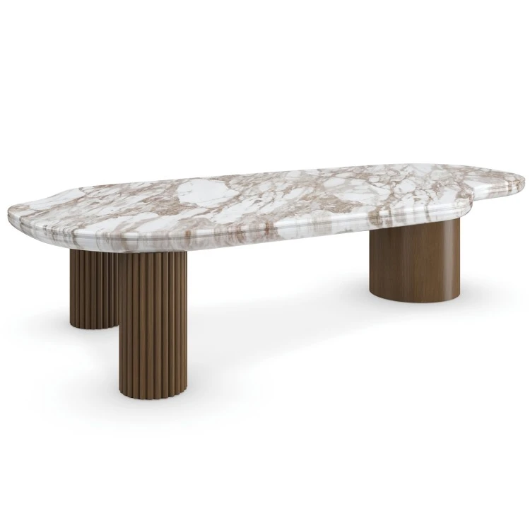 Mesa de centro de mármol y madera
